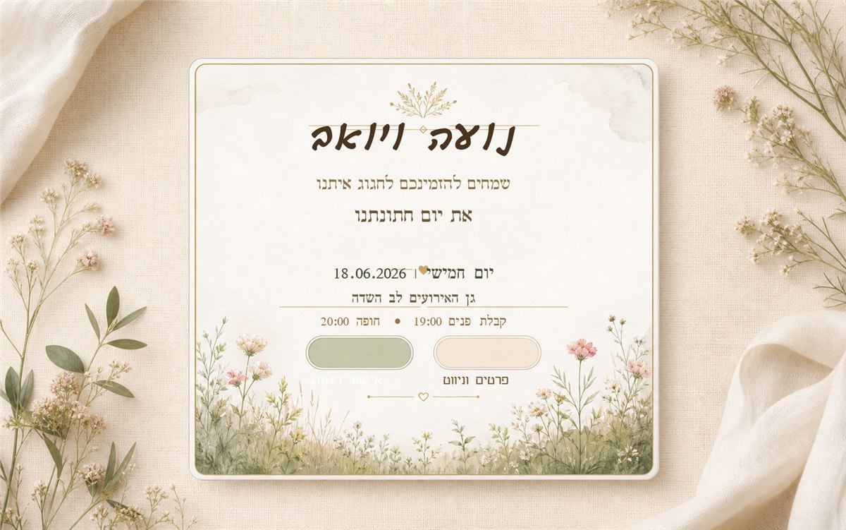 תצוגת דוגמה להזמנת חתונה דיגיטלית